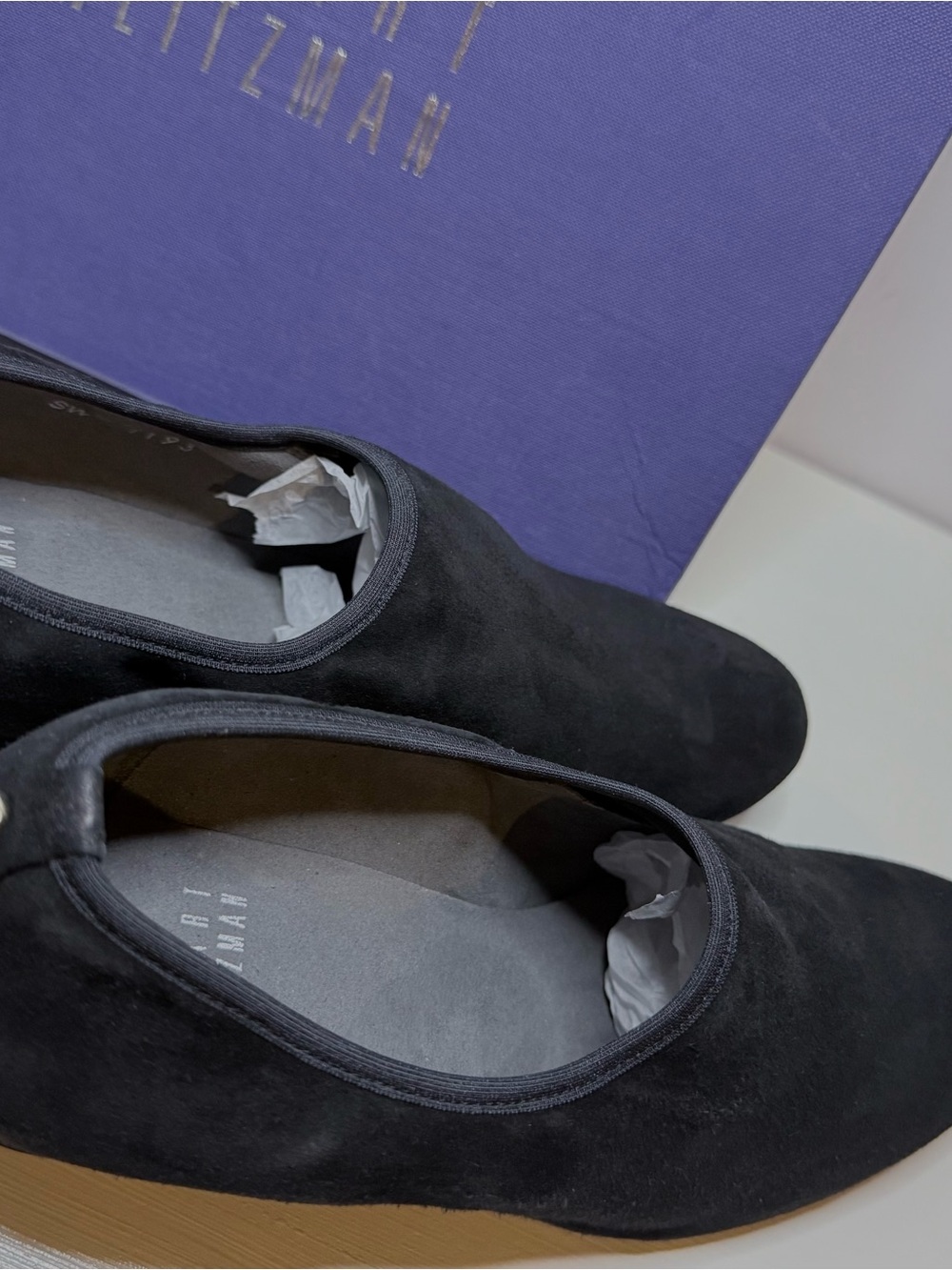 Stuart Weitzman Black Suede Sculpted Wedge Shoes Size 7 - Picture 5 of 8